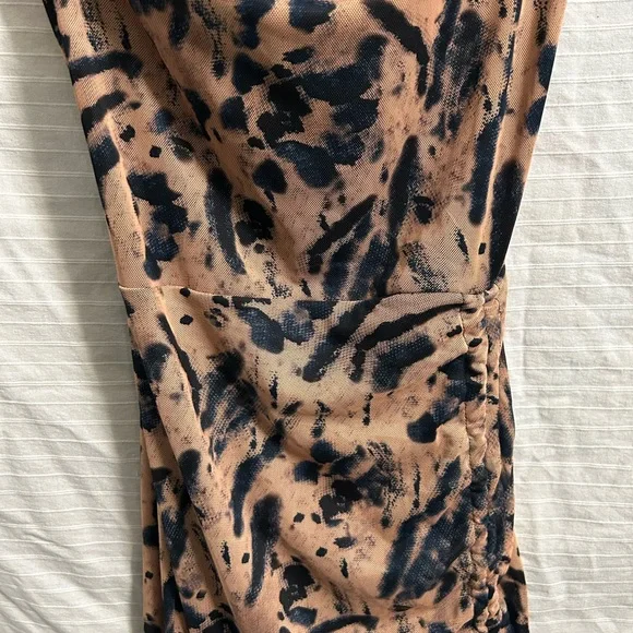 PrettyLittleThing Womens Muse Mesh Tie Dye Ruched Bodycon Mini Dress Size 4 - Picture 5 of 9